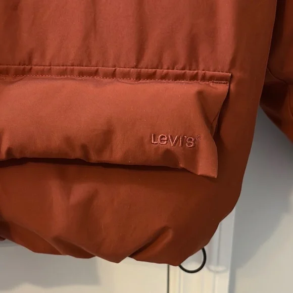 Levi's Dark Orange Puffer Jacket with High Collar - Picture 2 of 5